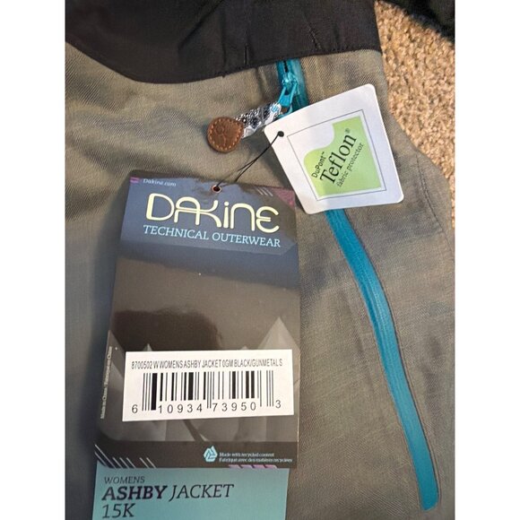 NWT Dakine Ashby Ski Jacket Small Gun metal/Black Waterproof Taped 15K MSRP$220 - Picture 13 of 13